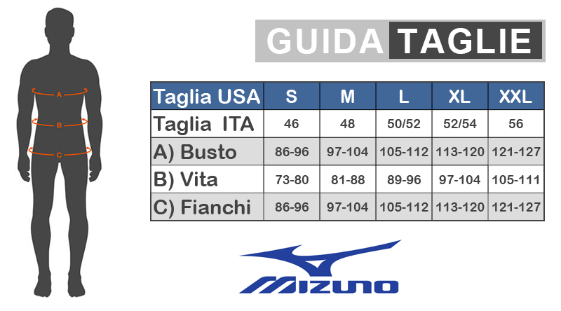 guida taglie mizuno